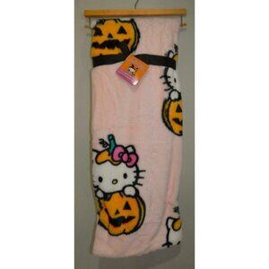 Hello Kitty Throw Blanket Halloween Jack-O-Lantern Faux Rabbit Fur 50 x 70 NWT